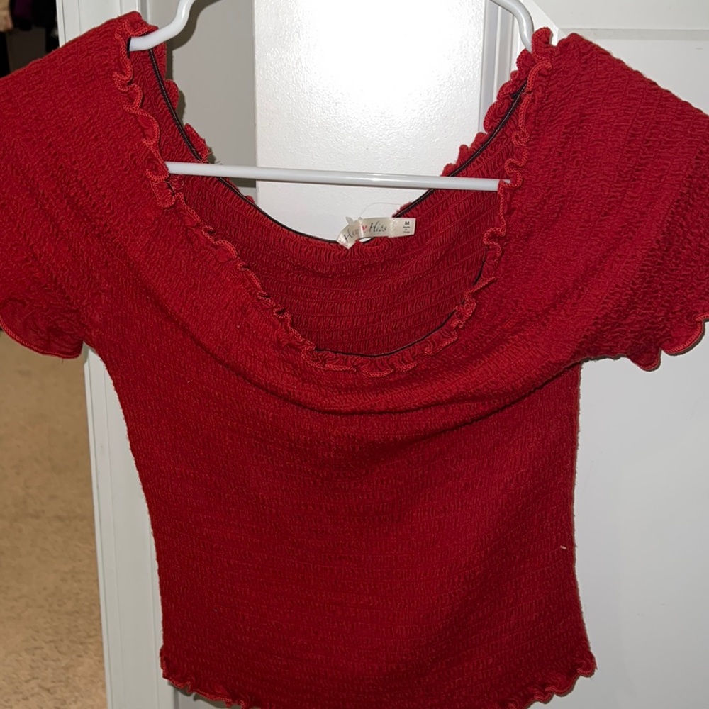 Off shoulder red crop top!